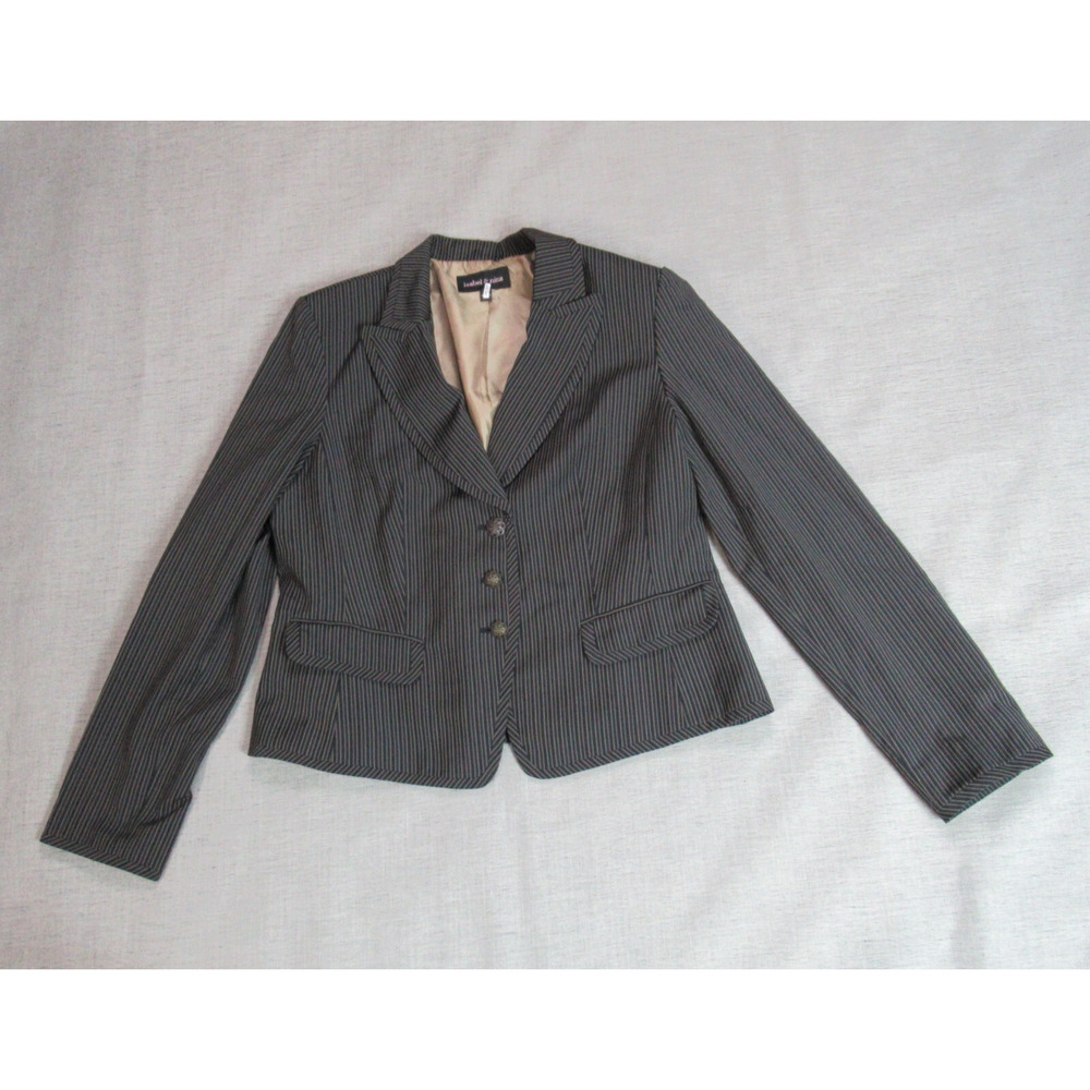 Isabel & Nina Blazer Womens Size 14 Black Tan Striped Jacket Academia Prep Work